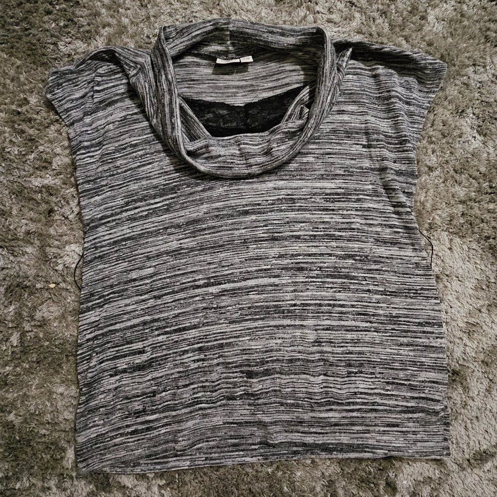Women's Cato Grey Black Heathered Cowl Neck Short Sleeve Sweater Size 18 / 20 W